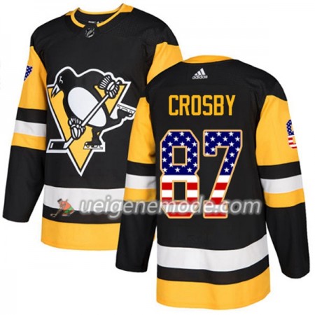 Herren Eishockey Pittsburgh Penguins Trikot Sidney Crosby 87 Adidas 2017-2018 Schwarz USA Flag Fashion Authentic